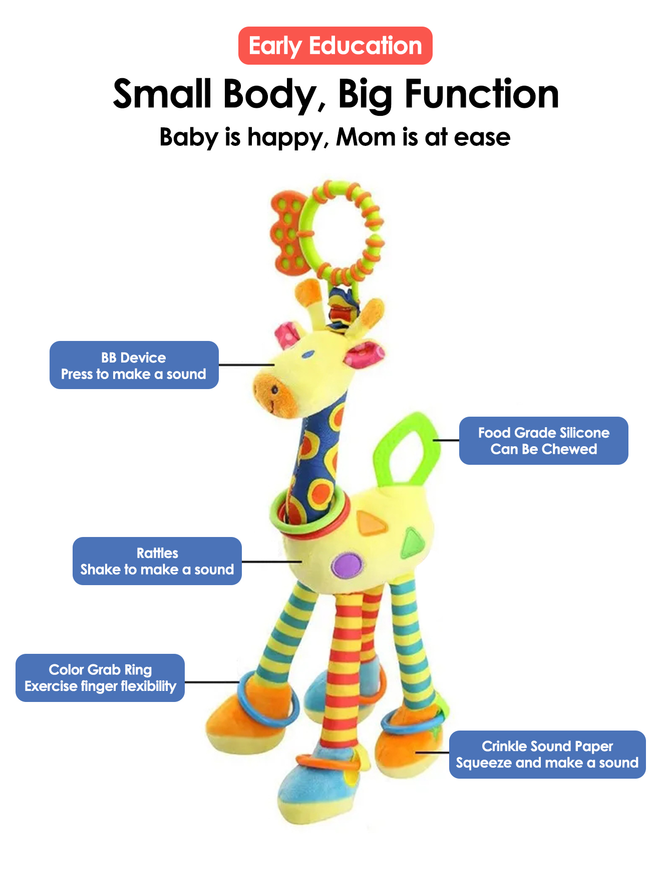 1pcs Soft Giraffe Animal Handb - огляд і ціна Furniture Hardware For Bed