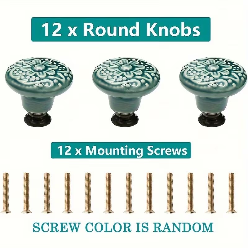 12pcs Ceramic Cabinet Knobs, F - огляд і ціна Furniture Hardware Latch